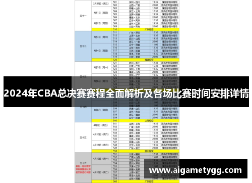 2024年CBA总决赛赛程全面解析及各场比赛时间安排详情